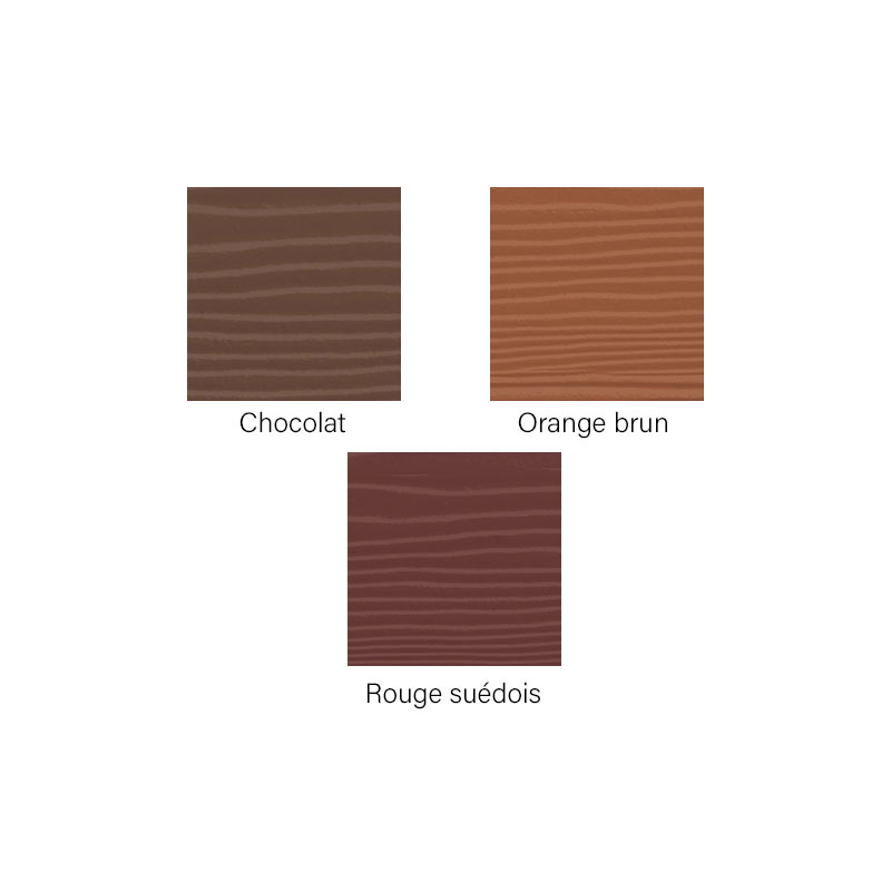 C30 Chocolat, C32 Orange brun, C61 Rouge suédois