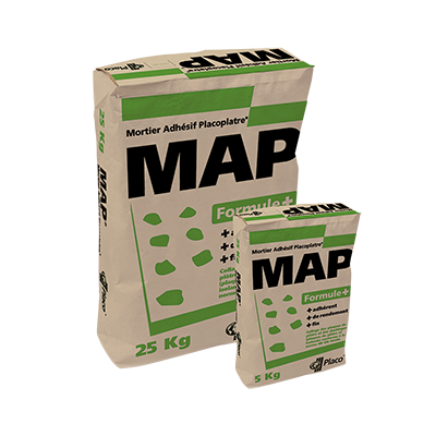 Mortier de collage Map® 25kg formule + 63s Placo