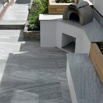 DALLE ET ACCESSOIRES LUGANO GNEIS - Teinte gris / vert veinée Bauma Stone 