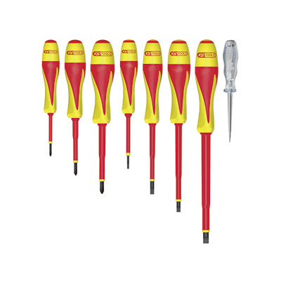 Outils à mains Jeu de 8 tournevis bimatière isolés 1 000 V  Ks Tools